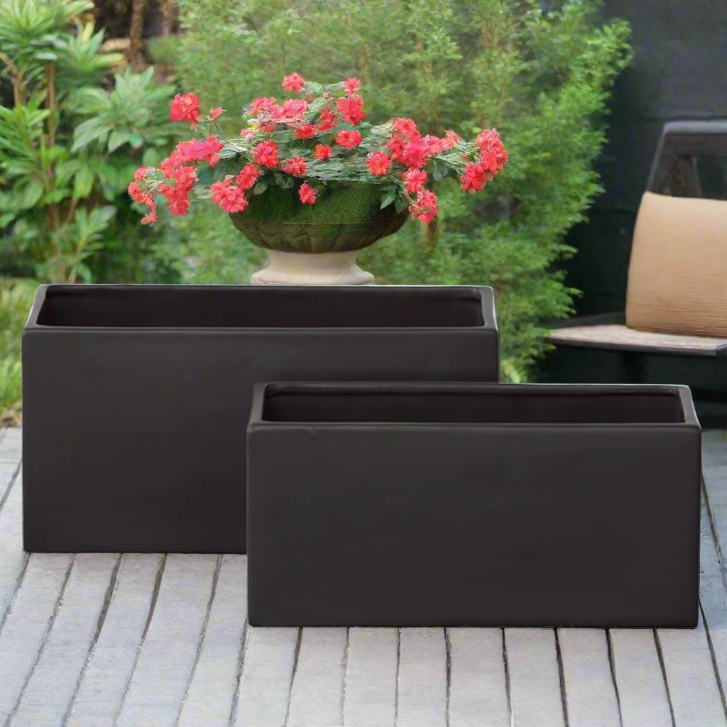 Zayre Rectangle Ceramic Planter Set (Set of 2)