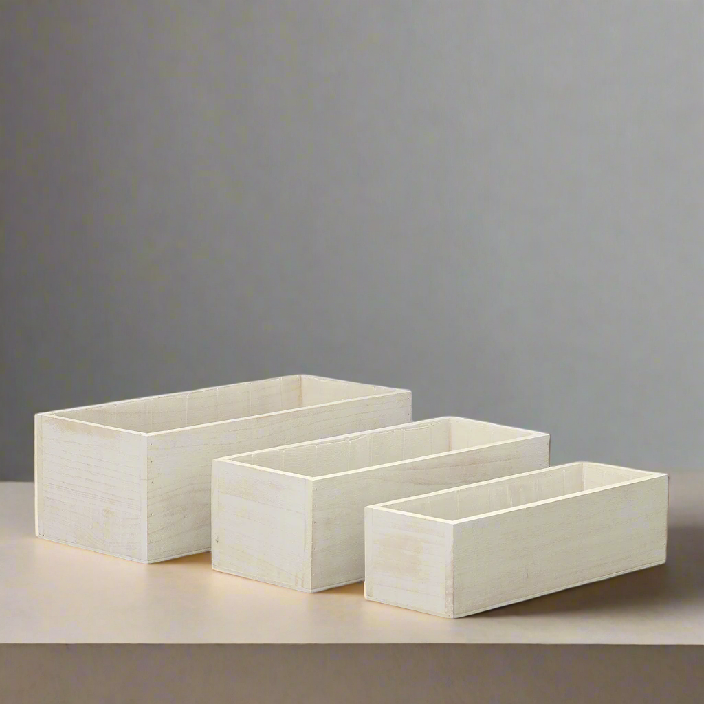 Linda Wooden Rectangular Planter Set (Set of 3)