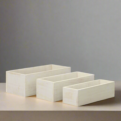 Linda Wooden Rectangular Planter Set (Set of 3)