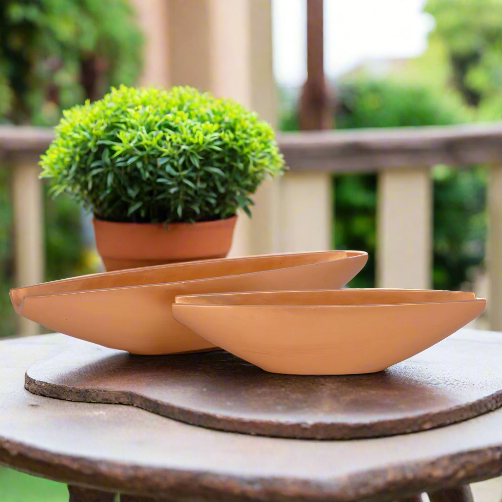 Darian Tapered Oval Cement Planter Set (Set of 2)