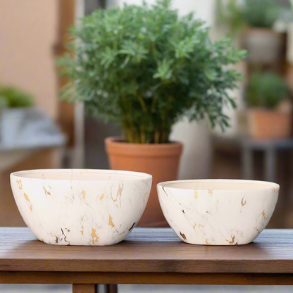 Blair Handcrafted Ceramic Oval Planter Set (Set of Two)