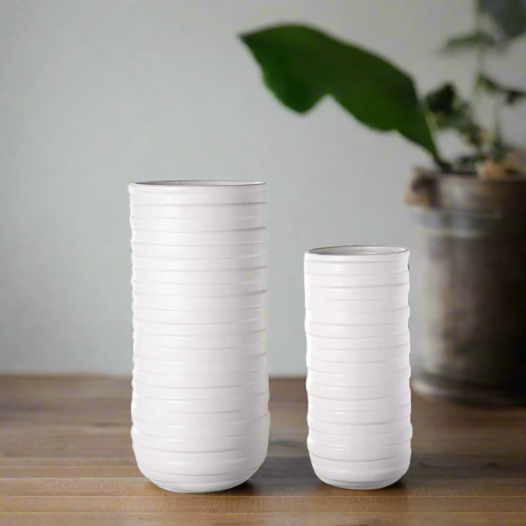 Helga Ceramic Patterned Round Vase Set (Set of 2)