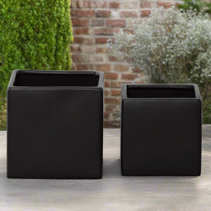 Odette Handcrafted Ceramic Square Planter Set (Set of 2)