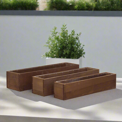 Soren Wooden Rectangular Planter Set (Set of 3)
