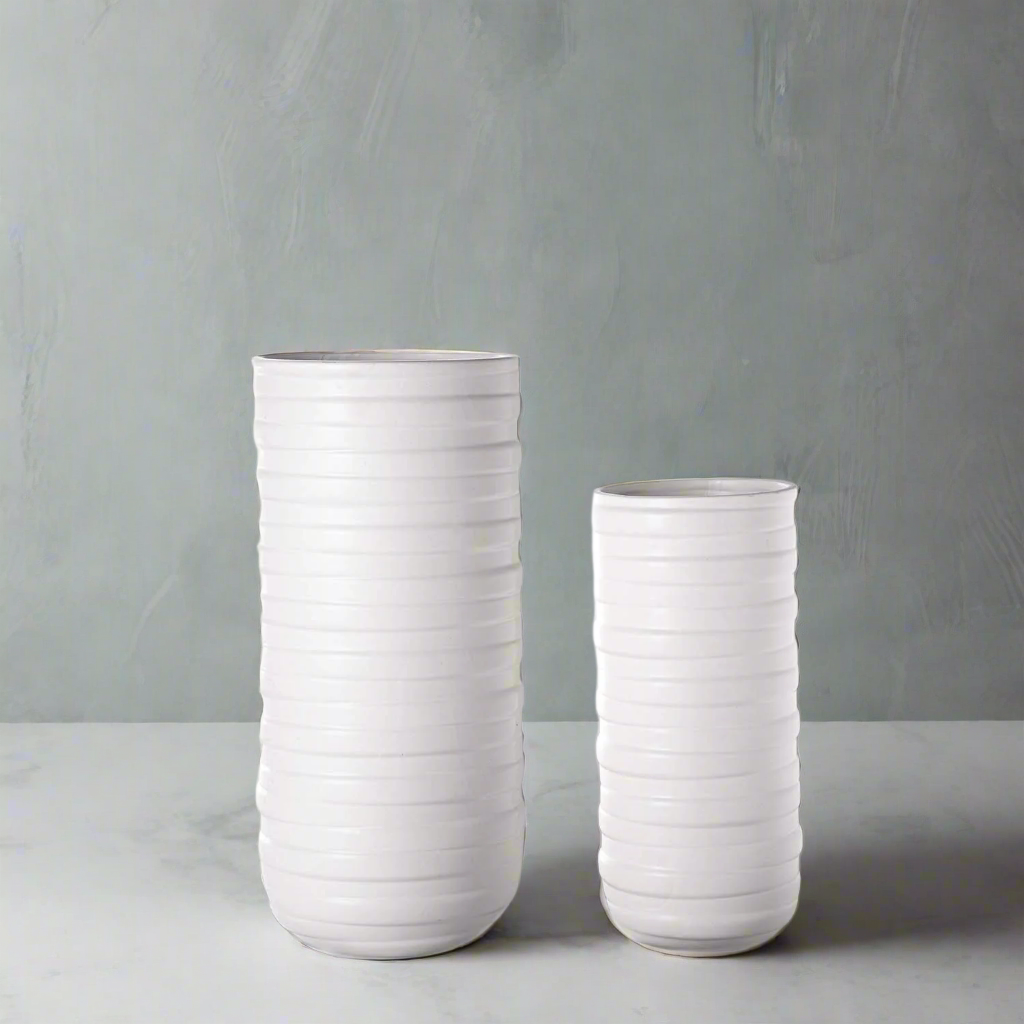 Helga Ceramic Patterned Round Vase Set (Set of 2)