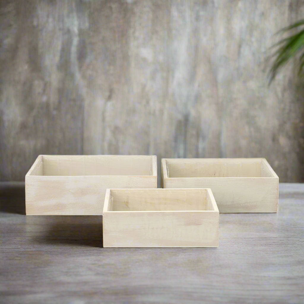 Arden Wooden Square Planter (Set of 3)
