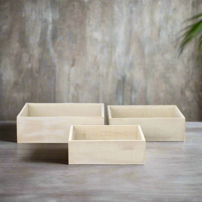 Arden Wooden Square Planter (Set of 3)