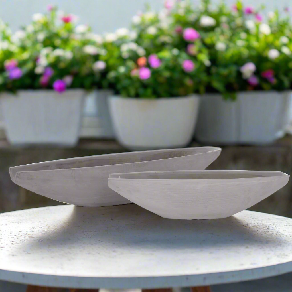 Darian Tapered Oval Cement Planter Set (Set of 2)