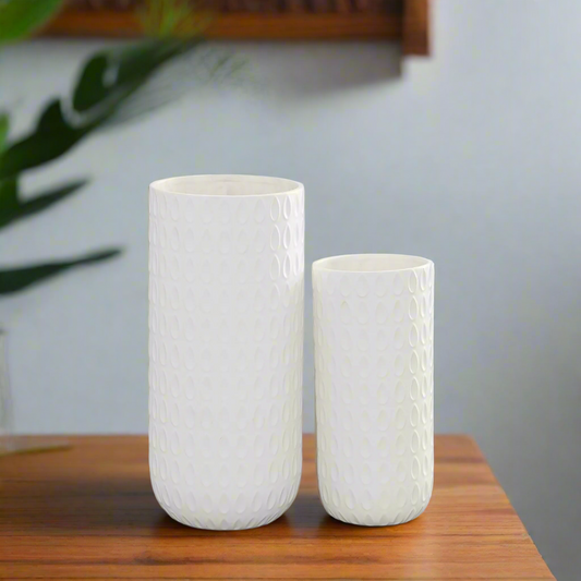 Helga Ceramic Patterned Round Vase Set (Set of 2)