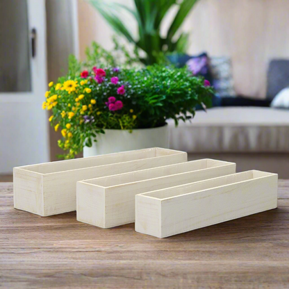 Soren Wooden Rectangular Planter Set (Set of 3)