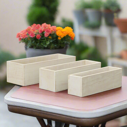 Soren Wooden Rectangular Planter Set (Set of 3)
