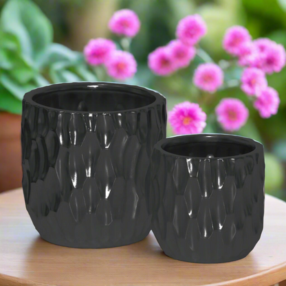 Wren Emboss Ceramic Planter Set (Set of 2)