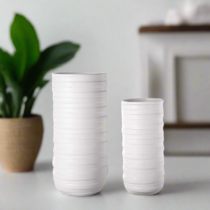 Helga Ceramic Patterned Round Vase Set (Set of 2)