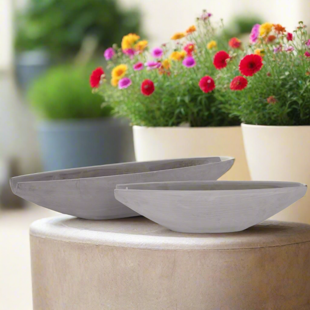 Darian Tapered Oval Cement Planter Set (Set of 2)