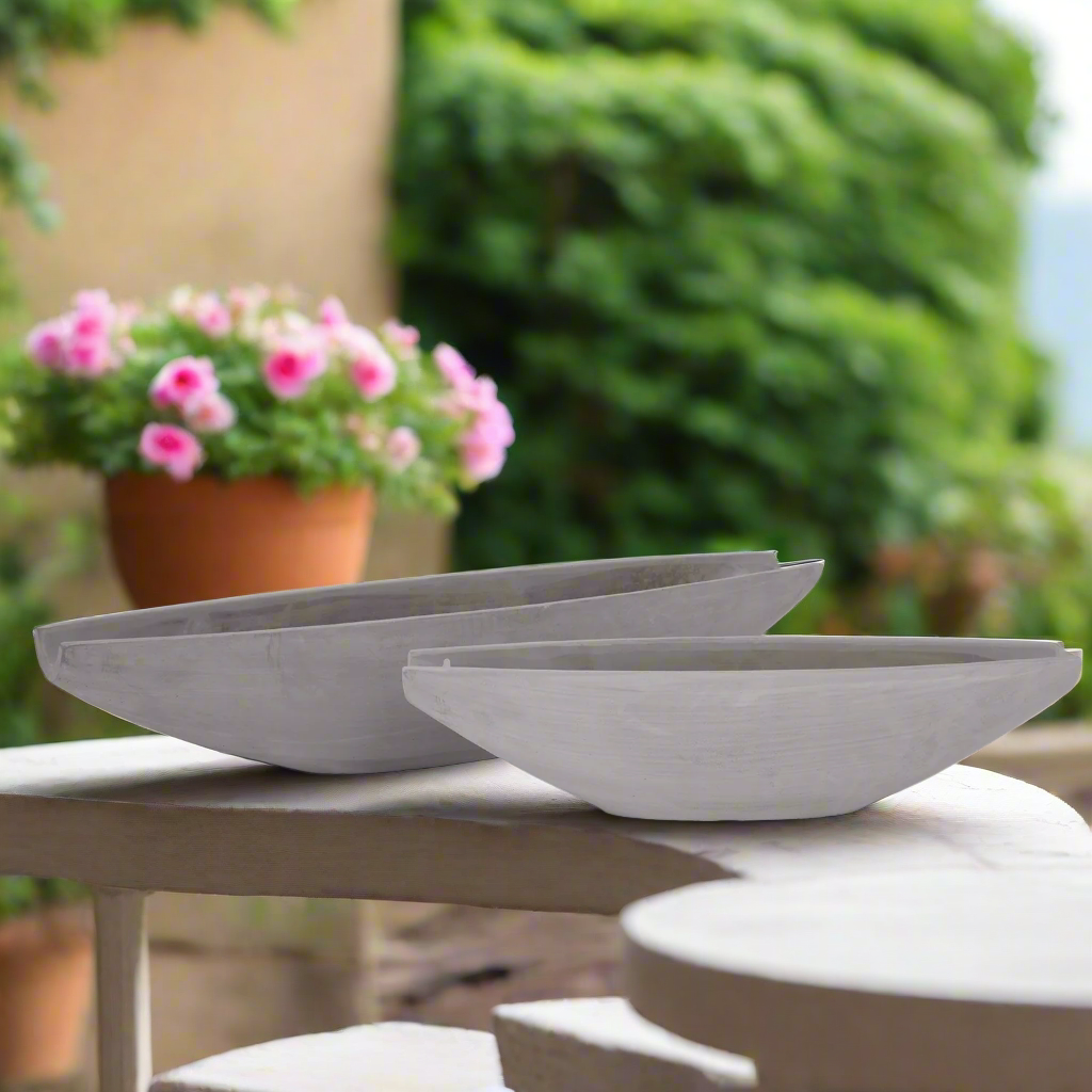 Darian Tapered Oval Cement Planter Set (Set of 2)