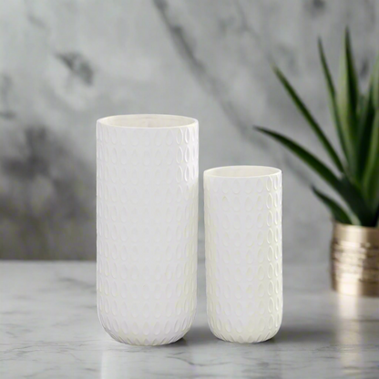 Helga Ceramic Patterned Round Vase Set (Set of 2)