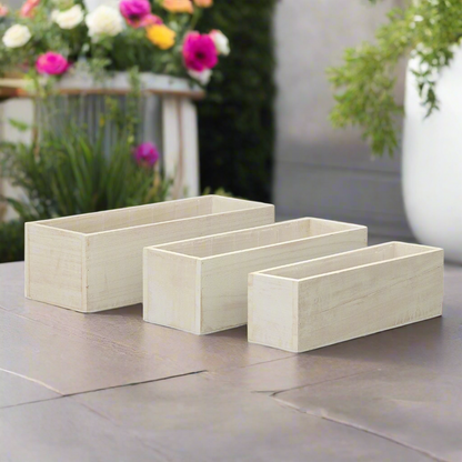 Soren Wooden Rectangular Planter Set (Set of 3)