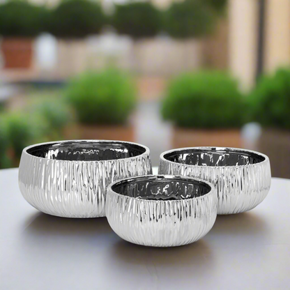 Lerros Wavy Emboss Ceramic Planter Set (Set of 3)