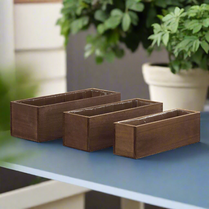 Soren Wooden Rectangular Planter Set (Set of 3)