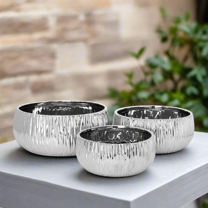 Lerros Wavy Emboss Ceramic Planter Set (Set of 3)