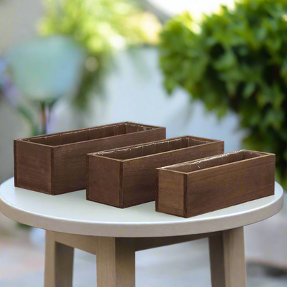 Soren Wooden Rectangular Planter Set (Set of 3)