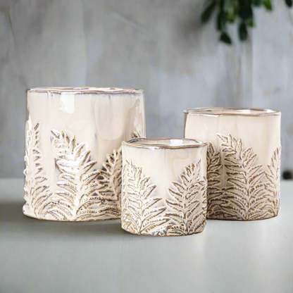 Floris Distressed Ivory Planter Set (Set of 3)